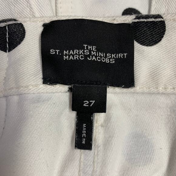 MARC by MARC JACOBS Size 27 White Black Cotton Polka Dot Mini Skirt - Picture 4 of 7